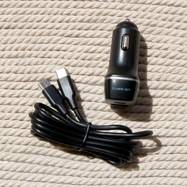 디바이스마트,사무/생활/서적 > 차량/생활/IOT > 차량내부용품 > 차량용 충전기,큐브온,JI-102 2포트 차량용 고속 충전기 C타입 케이블 포함,KC인증 / 차량용 초고속 PPS/PD 3.0 충전기 / 2포트 / 1.2M 케이블 포함