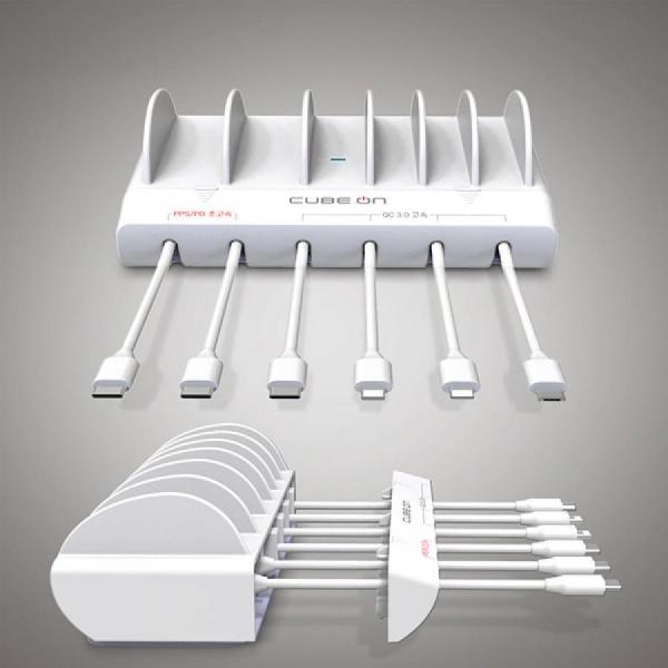 디바이스마트,컴퓨터/모바일/가전 > 스마트폰/스마트기기 > 충전기/보조배터리 > 멀티충전기,큐브온,JI-615 PD PPS 초고속 6포트 USB 멀티 초고속 충전기,국산 KC인증 / 초고속 PD/PPS 6포트 멀티 충전기 / 업소용 / 가저용