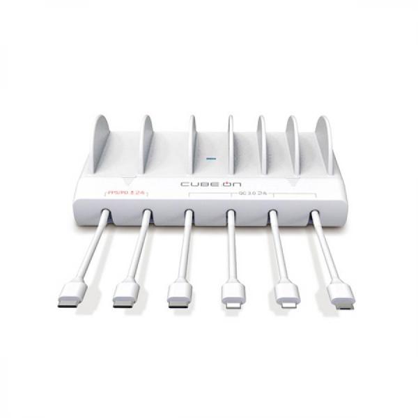 디바이스마트,컴퓨터/모바일/가전 > 스마트폰/스마트기기 > 충전기/보조배터리 > 멀티충전기,큐브온,JI-615 PD PPS 초고속 6포트 USB 멀티 초고속 충전기,국산 KC인증 / 초고속 PD/PPS 6포트 멀티 충전기 / 업소용 / 가저용