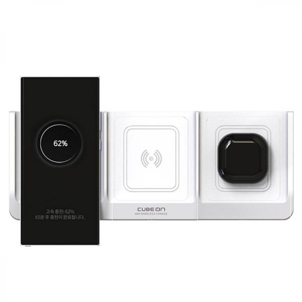 디바이스마트,컴퓨터/모바일/가전 > 스마트폰/스마트기기 > 충전기/보조배터리 > 무선충전기,큐브온,JI-716 트리플 무선 고속 충전기 휴대폰 무선이어폰,국산 KC인증 / 45W 고속 무선충전기(3포트) / 휴대폰 3대를 동시 고속 무선 충전 / 과전압, 과전류 차단 / 1:1 무선충전모듈