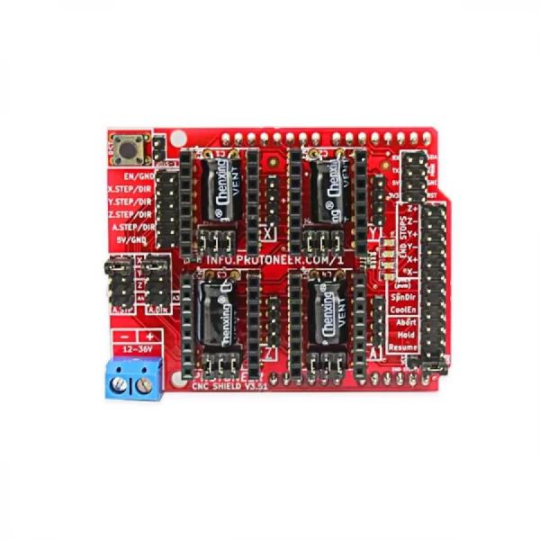 디바이스마트,오픈소스/코딩교육 > 아두이노 > 아두이노 호환쉴드,ELECROW,Arduino CNC Shield V3.51 - GRBL v0.9 compatible - Uses Pololu Dr [CDP03051C],C라우터, DIY 레이저 절단기, 3D 프린터 및 고정밀 스테퍼 모터를 제어해야 하는 프로젝트에 사용 / 12-36V DC에서 작동 / GRBL v0.9 호환