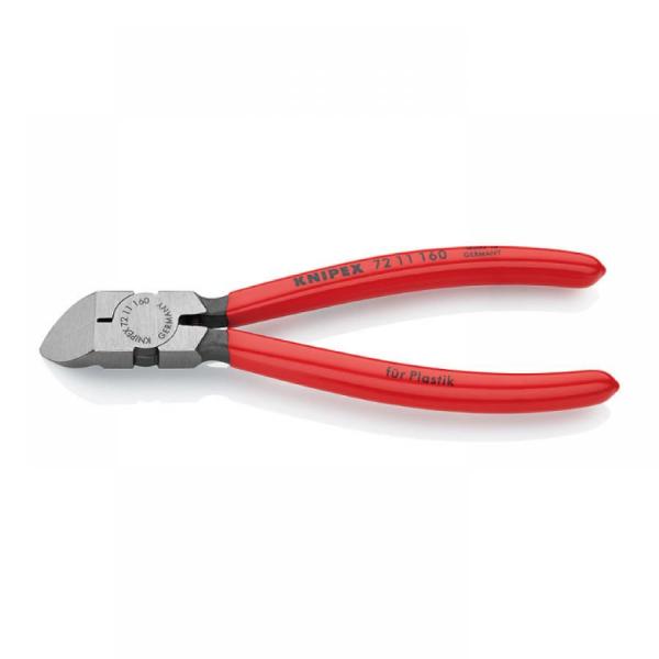 디바이스마트,수공구/전자공구/전동공구 > 작업공구 > 플라이어류 > 니퍼,KNIPEX,크니펙스 플라스틱용 니퍼 72-11-160SB,깔금하게 연마된 절단면 / 금형 사출물의 플라스틱 부분 절단용 / 납과 같은 무른 재질을 깔끔하게 절단 / 160mm