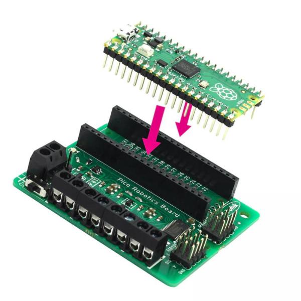 디바이스마트,오픈소스/코딩교육 > 라즈베리파이 > 라즈베리파이 확장보드/HAT,Kitronik,Kitronik Robotics Board for Raspberry Pi Pico [KIT-5329],라즈베리파이 피코용 Robotics 보드 / 이중 H 브리지 모터 드라이버 IC / 3.3V / 2C 통신