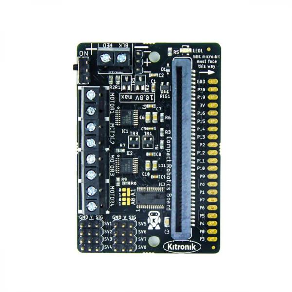 디바이스마트,오픈소스/코딩교육 > Micro:Bit > 마이크로비트 확장/변환보드,Kitronik,Kitronik Compact All-In-One Robotics Board for BBC micro: [KIT-5693],마이크로비트용 컴팩트 올인원 로보틱스 보드 / 4개의 모터와 8개의 서보를 구동 /  2.54mm 핀 헤더 / I2C / 3V