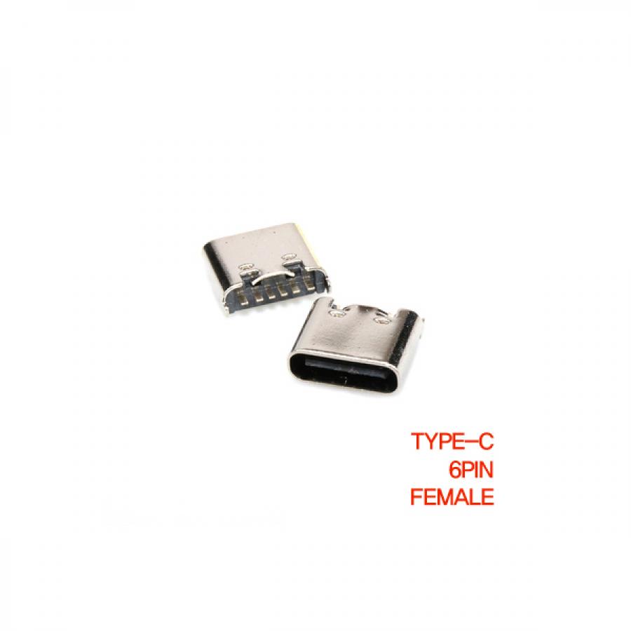 C타입 USB 3.1 커넥터 6핀 PCB SMT female Vertical 180도 [SZH-CON002]