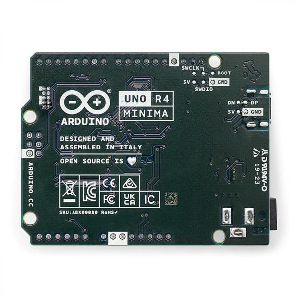 디바이스마트,오픈소스/코딩교육 > 아두이노 > 아두이노 정품 보드/쉴드/키트,아두이노,Arduino UNO R4 Minima,ABX00080 / Renesas RA4M1 (Arm Cortex-M4) / 포트 : USB-C / 우노 R3 대비 메모리 증가(256kB Flash, 32kB RAM) + 클럭 속도 향상(메인 코어 48MHz) 및 12-bit DAC, CAN BUS, OP AMP 추가 / 빌트인 HID 지원