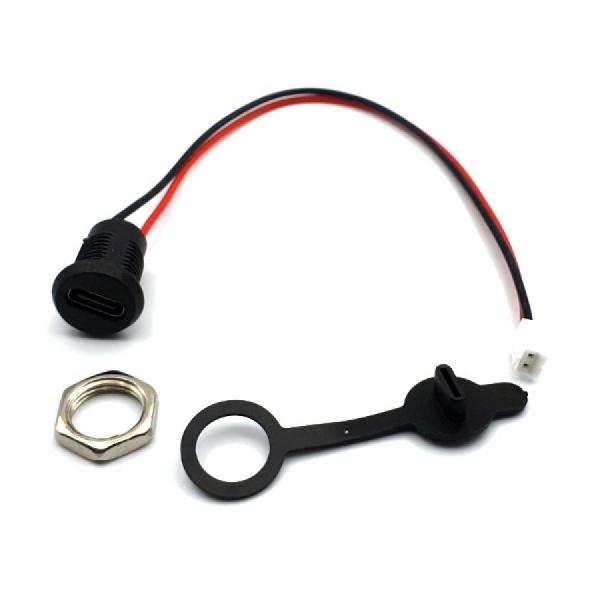 디바이스마트,커넥터/PCB > I/O 커넥터 > USB/IEEE 커넥터 > USB-C 타입 커넥터,BIND,C타입 USB 3.1 IPX5 방수 버클 잠금 커넥터 검은색 [SZH-CON029],방수 버클 잠금 커넥터 세트 / 케이블 길이(커넥트 제외) : 약14.6mm / JST PH 2핀 / AWG24 / 전압 : 5V ~ 9V / 전류 : 3A  / 검은색