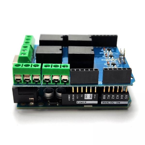 디바이스마트,오픈소스/코딩교육 > 아두이노 > 아두이노 호환쉴드,SMG,아두이노 4채널 릴레이 실드 [HPRO-0032],아두이노와 결합하여 사용할 수 있는 4채널 릴레이 쉴드입니다.