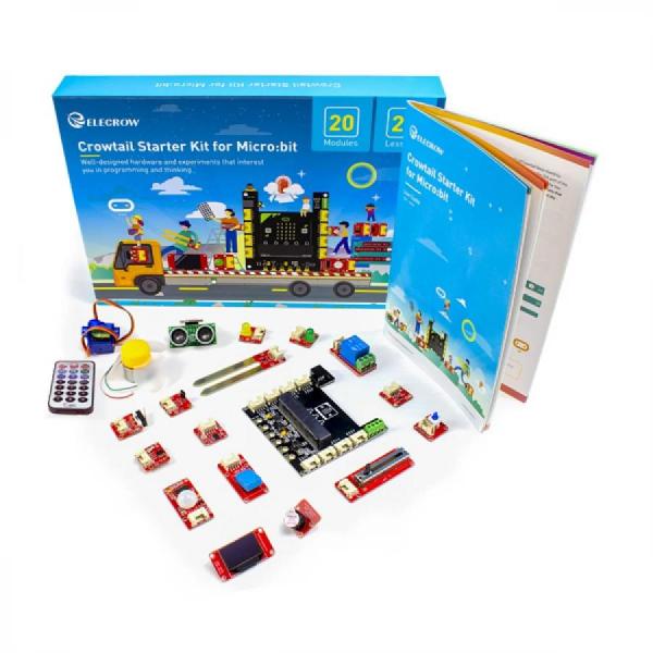 디바이스마트,오픈소스/코딩교육 > Micro:Bit > 마이크로비트 교육용키트,ELECROW,Crowtail-Starter Kit for Micro:bit [SEM0001T],부저, 광 센서, 서보, 초음파 거리 센서, OLED 등과 같은 20개 이상의 모듈이 포함 / 패키지 크기: 11.5 x 8 x 1.5인치