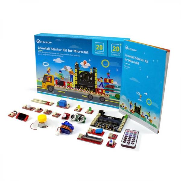 디바이스마트,오픈소스/코딩교육 > Micro:Bit > 마이크로비트 교육용키트,ELECROW,Crowtail-Starter Kit for Micro:bit [SEM0001T],부저, 광 센서, 서보, 초음파 거리 센서, OLED 등과 같은 20개 이상의 모듈이 포함 / 패키지 크기: 11.5 x 8 x 1.5인치