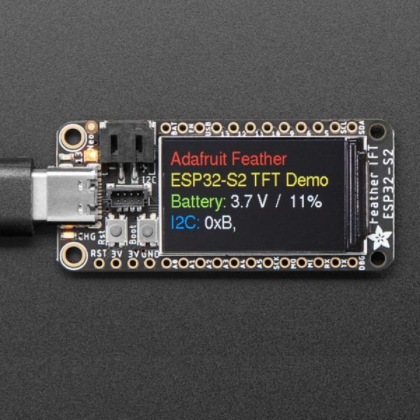디바이스마트,오픈소스/코딩교육 > 파이썬/IoT 개발 보드 > ESP32,Adafruit,Adafruit ESP32-S2 TFT Feather - 4MB Flash, 2MB PSRAM, STEMMA QT [ada-5300],IPS TFT 컬러 디스플레이가 내장된 ESP32-S2 TFT Feather 보드 / 기본 USB 및 4MB 플래시 + 2MB PSRAM과 함께 제공