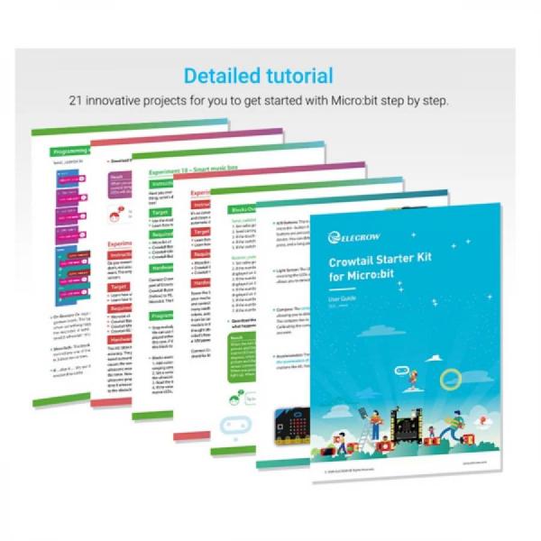 디바이스마트,오픈소스/코딩교육 > Micro:Bit > 마이크로비트 교육용키트,ELECROW,Crowtail-Starter Kit for Micro:bit [SEM0001T],부저, 광 센서, 서보, 초음파 거리 센서, OLED 등과 같은 20개 이상의 모듈이 포함 / 패키지 크기: 11.5 x 8 x 1.5인치