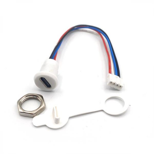 디바이스마트,커넥터/PCB > 산업/의료/방수 커넥터 > 방수용 커넥터,BIND,C타입 USB 3.1 IPX5 방수 버클 잠금 커넥터 흰색 [SZH-CON033],방수 버클 잠금 커넥터 세트 / 케이블 길이(커넥트 제외) : 약14mm / JST PH 4핀 / AWG24 / 전압 : 5V ~ 9V / 전류 : 3A / 흰색