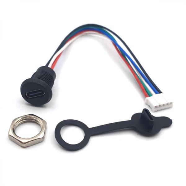 디바이스마트,커넥터/PCB > 산업/의료/방수 커넥터 > 방수용 커넥터,BIND,C타입 USB 3.1 IPX5 방수 버클 잠금 커넥터 검은색 [SZH-CON034],방수 버클 잠금 커넥터 세트 / 케이블 길이(커넥트 제외) : 약14mm / JST PH 5핀 / AWG24 / 전압 : 5V ~ 9V / 전류 : 3A / 검은색