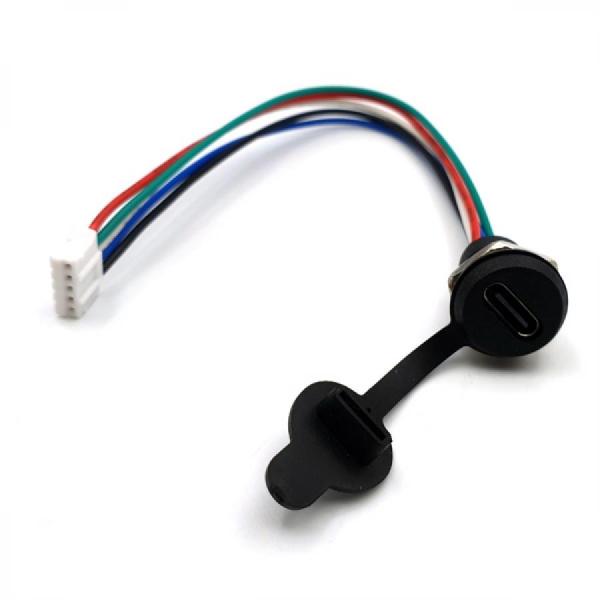 디바이스마트,커넥터/PCB > 산업/의료/방수 커넥터 > 방수용 커넥터,BIND,C타입 USB 3.1 IPX5 방수 버클 잠금 커넥터 검은색 [SZH-CON034],방수 버클 잠금 커넥터 세트 / 케이블 길이(커넥트 제외) : 약14mm / JST PH 5핀 / AWG24 / 전압 : 5V ~ 9V / 전류 : 3A / 검은색