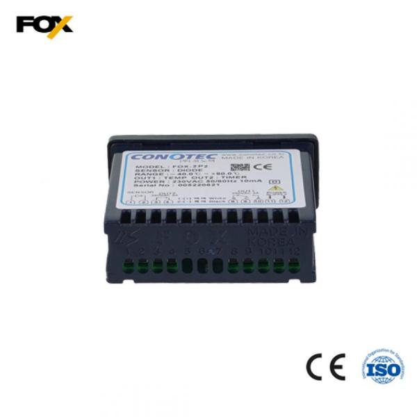 디바이스마트,기계/제어/로봇/모터 > 자동화(FA) > 제어 > 온도조절계,CONOTEC,디지털 온도 조절기 FOX-2P2,입력 센서: PT100Ω / 규격: 77(W) x 35(H) x 78(D) / 출력: 2 relay 1C 1A 250V AC, 2A / 정격 전압: 100~240V AC 50/60Hz / 온도 범위: -199~400℃
