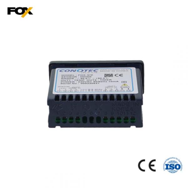 디바이스마트,기계/제어/로봇/모터 > 자동화(FA) > 제어 > 온도조절계,CONOTEC,디지털 온도 조절기 FOX-1PH,입력 센서: PT100Ω / 규격: 77(W) x 35(H) x 78(D) / 출력: 1 relay 1C 250V AC 2A / 정격 전압: 100~240V AC 50/60Hz / 온도 범위: -50~400℃