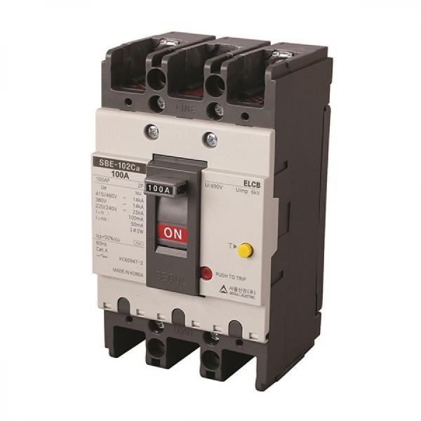 디바이스마트,기계/제어/로봇/모터 > 자동화(FA) > 배선 > 누전차단기,서울산전,산업용 누전차단기 SBE-102Ca 100A,Screw 방식 / 완전 전자식(ODP) / 100AF / 극 수: 2P / 정격 전압: 460V 14kA / 정격 전류: 100A