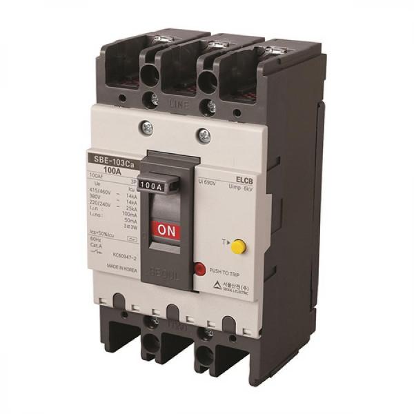 디바이스마트,기계/제어/로봇/모터 > 자동화(FA) > 배선 > 누전차단기,서울산전,산업용 누전차단기 SBE-103Ca 40A,Screw 방식 / 완전 전자식(ODP) / 100AF / 극 수: 3P / 정격 전압: 460V 14kA / 정격 전류: 40A
