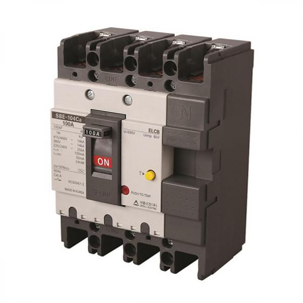 디바이스마트,기계/제어/로봇/모터 > 자동화(FA) > 배선 > 누전차단기,서울산전,산업용 누전차단기 SBE-104Ca 75A,Screw 방식 / 완전 전자식(ODP) / 100AF / 극 수: 4P / 정격 전압: 460V 14kA / 정격 전류: 75A