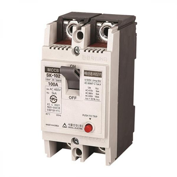 디바이스마트,기계/제어/로봇/모터 > 자동화(FA) > 배선 > 배선용차단기,서울산전,산업용 배선차단기 SK-102 100A,Screw 방식 / 완전전자식(ODP) / 100AF / 극 수: 2P / 정격 전압: 220V 5kA / 정격 전류: 100A