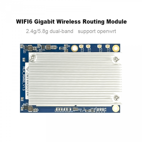 디바이스마트,MCU보드/전자키트 > 통신/네트워크 > 와이파이,HI-LINK,WiFi6 AX Gigabit 5G 듀얼 주파수 와이파이 모듈 [HLK-RM60],IEEE 802.11 a/b/g/n/ac/ax 호환 / 3.3V 단일 전원 공급 포트 2.4G에서 20/40MHz, 5G에서 20/40/80MHZ 지원 /2.4g/ 5.8GHz 지원, 데이터 속도 최대 573+1201Mbps  / STA/AP 지원 / 내장 TCP/IP 프로토콜 / 무선 업그레이드 지원(OTA)