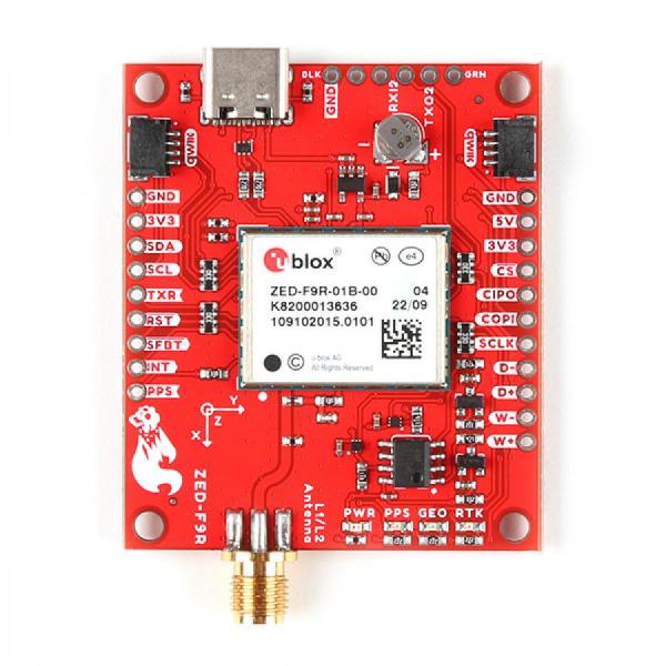 디바이스마트,MCU보드/전자키트 > 통신/네트워크 > GNSS/GPS > 정밀/고성능 GPS 모듈,SparkFun,SparkFun GPS-RTK Dead Reckoning Breakout - ZED-F9R, SMA (Qwiic) [GPS-22660],ZED-F9R 고정밀 GPS 보드 / 184채널 u-blox F9 엔진 GNSS / GPS+GLONASS+GALILEO / 2x Qwiic 커넥터 / Velocity Accuracy: 0.05m/s / Horizontal Position Accuracy: 0.01m with RTK