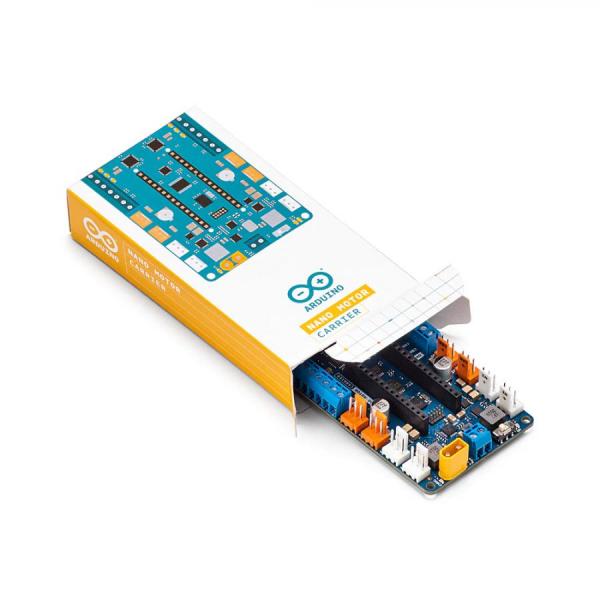 디바이스마트,오픈소스/코딩교육 > 아두이노 > 아두이노 정품 보드/쉴드/키트,아두이노,Arduino Nano Motor Carrier,ABX00041 / 아두이노 Nano 33 IoT용 확장보드 / 모터 컨트롤(MP6522 칩셋), 액추에이터 제어, 센서 연결 가능 / BNO055 9축 가속,자이로,지자기센서 내장 / 배터리 충전(최대 500mA) 및 구적 엔코더 카운팅을 위한 포트 / 모터드라이버 최대 출력 전압 : 12V / 모터당 최대 전류 : 500mA / 과열 방지 셧다운 기능 내장