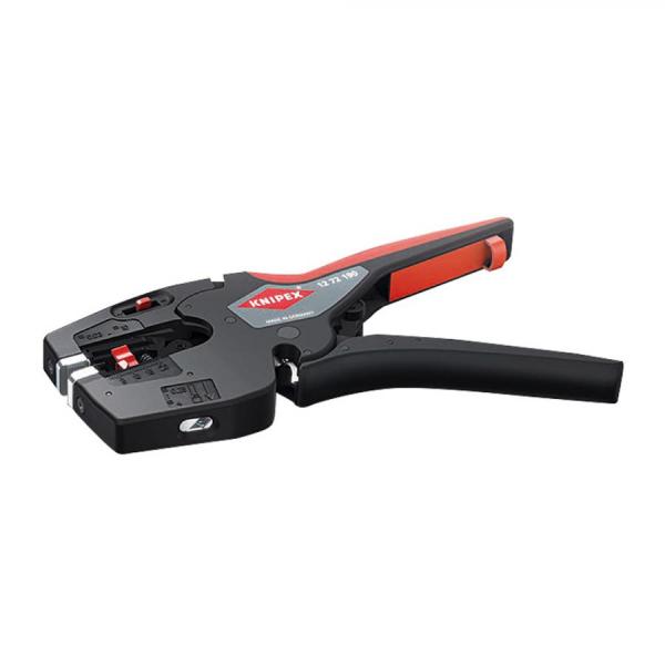 디바이스마트,수공구/전자공구/전동공구 > 전자공구 > 래핑툴/스트리퍼 > 스트리퍼,KNIPEX,크니펙스 자동 스트리핑 압착기 넥스트립(NexStrp) 멀티툴 12-72-190,개별 와이어 페룰을 위한 빠르고 균일한 압착 / 정밀한 스트리핑 / 반복 작업에 적합 / 최대 10mm²(AWG 8)까지의 깔끔한 도체 절단