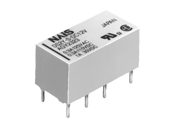 디바이스마트,스위치/부저/전기부품 > 릴레이 > 일반 릴레이,NAiS,DS2Y-S-DC12V,일반 릴레이 / 접촉형식 : DPDT-NO, NC (2 Form C) / 코일 전압 : 12VDC / 스위칭 전압(AC) : 125VAC / 스위칭 전류(AC) : 0.3A / 스위칭 전압(DC) : 110VDC, 30VDC / 스위칭 전류(DC) : 0.3A, 1A / 코일 전류 : 40/16.7/8.3mA / 전력 소비 : 200mW / 코일 저항 : 125/720/2880Ω