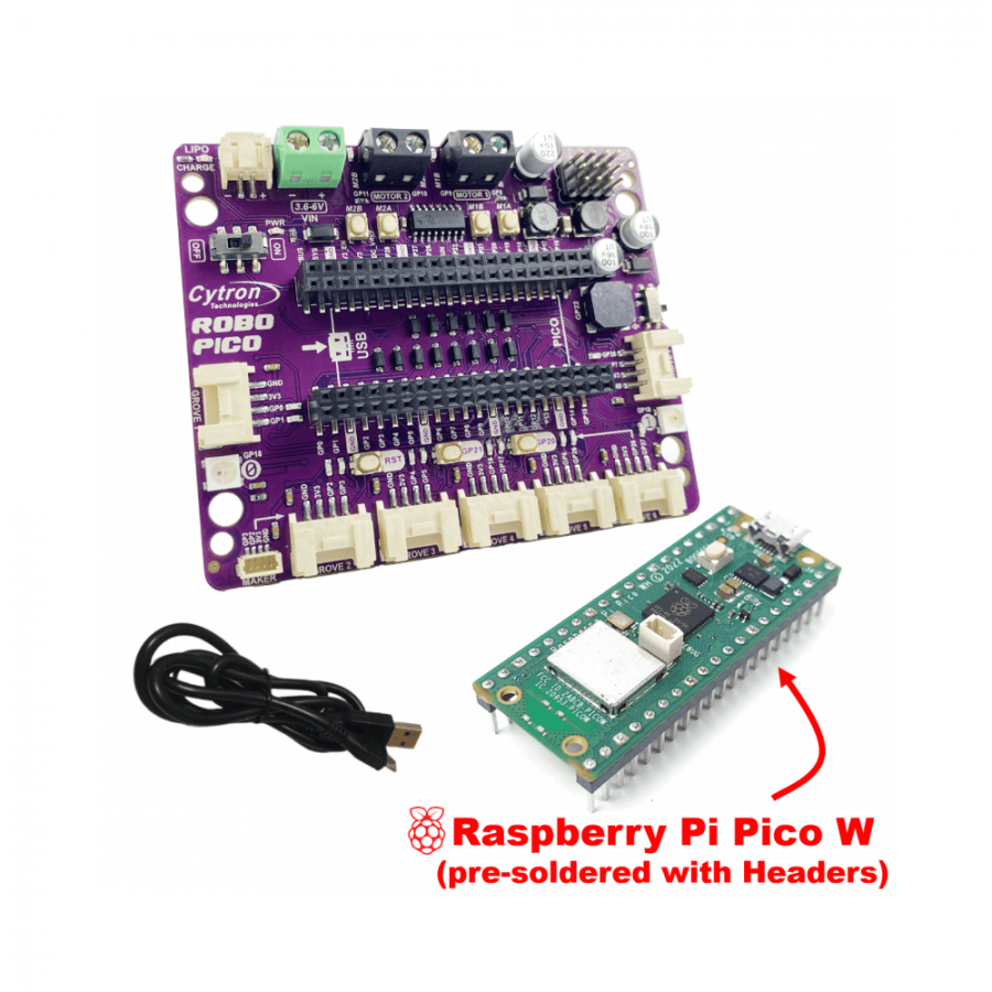 Robo Pico with Raspberry Pi Pico W Headers [CK-ROBO-PICO-WH]