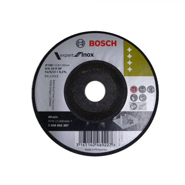 디바이스마트,수공구/전자공구/전동공구 > 작업공구 > 절단석,보쉬 BOSCH,4인치 연마석 스테인리스스틸 6T 2608602267,직경 : 100 mm / 내경 : 16 mm / 두께 : 5.8 mm  / 공정소재 : 스테인레스 / 제원 : WA 24 R BF / 원산지 : 필리핀