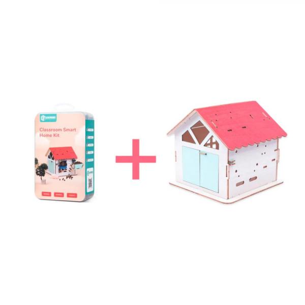 디바이스마트,오픈소스/코딩교육 > Micro:Bit > 마이크로비트 교육용키트,ELECFREAKS,ELECFREAKS Classroom Smart Pet Feeder Kit [EF08299],micro:bit v2, IOT:bit 확장 보드, Octopus 시리즈의 PIR 센서와 Sonar:bit, 180° 9g 서보 및 귀여운 작은 목조 주택을 구성 요소로 사용 / PIR 센서는 애완동물이 접근하는지 여부를 감지하는 역할 / 소나:비트를 사용하여 애완 동물이 목조 주택 앞 20cm 이내에 도달하는지 감지