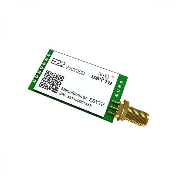 디바이스마트,MCU보드/전자키트 > 통신/네트워크 > RF/LoRa,EBYTE,산업용 SX1262 로라 230MHz 10km 장거리 무선 모듈 [E22-230T30D],SX1262 / 주파수 : 220.125 ~ 236.125MHz / Tx power : 30dBm / 거리 : 10km / 전압 : 3.3V ~ 5.5V / 속도 : 0.3k ~ 15.6kbps / UART / SMA-K