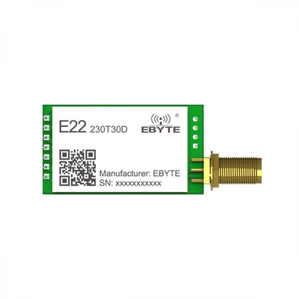 디바이스마트,MCU보드/전자키트 > 통신/네트워크 > RF/LoRa,EBYTE,산업용 SX1262 로라 230MHz 10km 장거리 무선 모듈 [E22-230T30D],SX1262 / 주파수 : 220.125 ~ 236.125MHz / Tx power : 30dBm / 거리 : 10km / 전압 : 3.3V ~ 5.5V / 속도 : 0.3k ~ 15.6kbps / UART / SMA-K