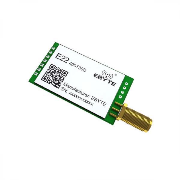 디바이스마트,MCU보드/전자키트 > 통신/네트워크 > RF/LoRa,EBYTE,산업용 SX1268 로라 430MHz 8km 장거리 무선 모듈 [E22-400T30D],SX1268 / 주파수 : 410.125 ~ 493.125MHz / Tx power : 30Bm / 거리 : 8km  / 전압 : 3.3V ~ 5.5V / 속도 : 0.3k~62.5kbps / UART / TTL, IO포트 / SMA-K