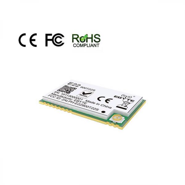 디바이스마트,MCU보드/전자키트 > 통신/네트워크 > RF/LoRa,EBYTE,[정품] KC인증 산업용 SX1262 로라 915MHz 5km 장거리 무선 모듈 [E22-900T22S],KC인증 로라 / SX1262 / 주파수 : 850.125 ~ 930.125MHz / Tx power : 22Bm / 거리 : 5km  / 전압 : 3.3V ~ 5.5V / 속도 : 2.4k~62.5kbps / UART