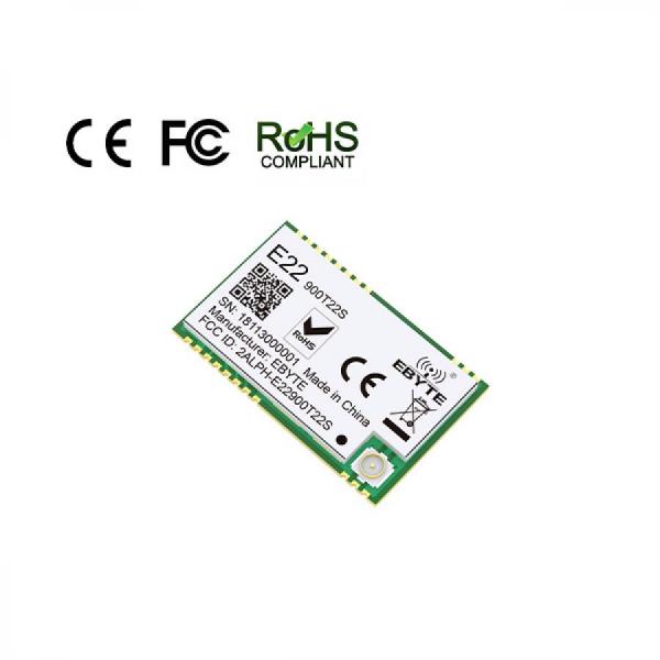 디바이스마트,MCU보드/전자키트 > 통신/네트워크 > RF/LoRa,EBYTE,[정품] KC인증 산업용 SX1262 로라 915MHz 5km 장거리 무선 모듈 [E22-900T22S],KC인증 로라 / SX1262 / 주파수 : 850.125 ~ 930.125MHz / Tx power : 22Bm / 거리 : 5km  / 전압 : 3.3V ~ 5.5V / 속도 : 2.4k~62.5kbps / UART