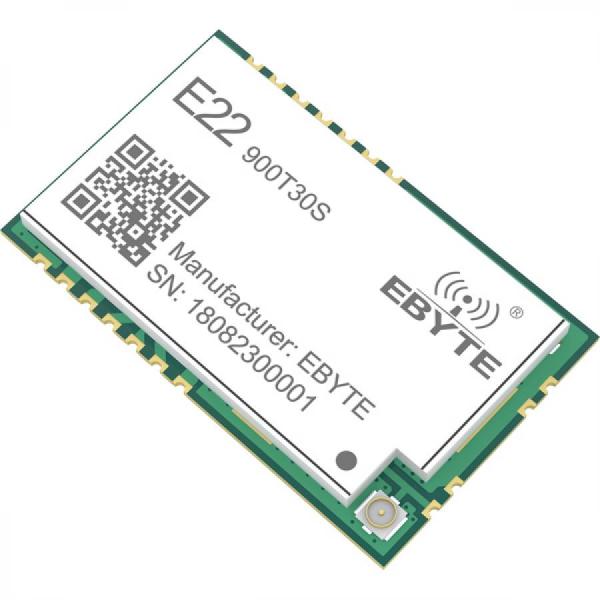 디바이스마트,MCU보드/전자키트 > 통신/네트워크 > RF/LoRa,EBYTE,산업용 SX1262 로라 915MHz 10km 장거리 무선 모듈 [E22-900T30S],SX1262 / 주파수 : 850.125 ~ 930.125MHz / Tx power : 30Bm / 거리 : 10km  / 전압 : 3.3V ~ 5.5V / 속도 : 2.4k~62.5kbps / UART