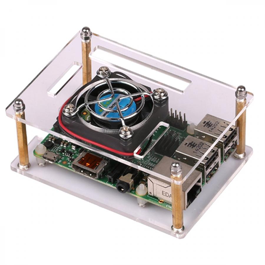 Raspberry Pi 4B/2B/3B/3B+ 냉각팬 아크릴 케이스(투명) [ZP-0025]