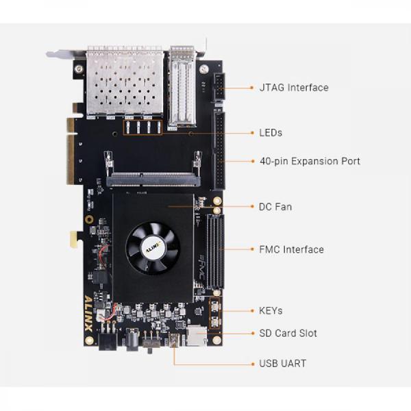디바이스마트,MCU보드/전자키트 > 프로세서/개발보드 > FPGA,ALINX,AMD XILINX Kintex-7 FMC LPC PCIe SFP FPGA Development Board XC7K325 [AX7325B],FPGA Chip : XC7K325T-2FFG900I / PCIe Gen2 : X8 / Logic : 326,080 /  / 2GB DDR3, 64bit Bus, Data Rate 1600Mbps / QSPI Flash : 128Mbit