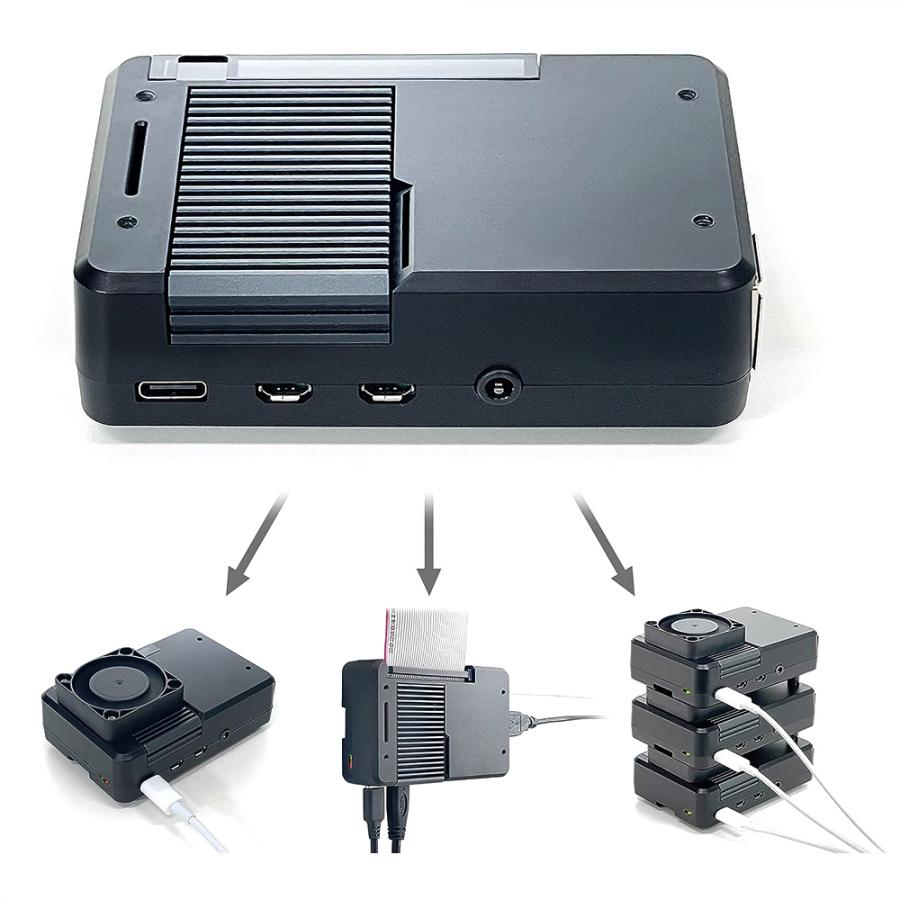 라즈베리파이 4 전용 올인원 방열 케이스[무광 블랙 바디]