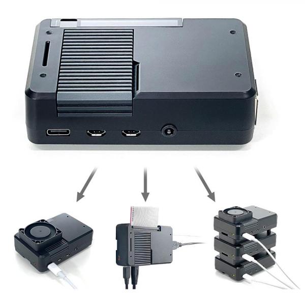 디바이스마트,오픈소스/코딩교육 > 라즈베리파이 > 라즈베리파이 케이스,일렉트로쿠키,라즈베리파이 4 전용 올인원 방열 케이스[무광 블랙 바디],라즈베리파이4 전용의 다기능 방열 케이스 / 뛰어난 방열 성능으로 CPU오버클럭에도 45도 이하 온도 유지