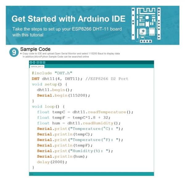 디바이스마트,오픈소스/코딩교육 > 파이썬/IoT 개발 보드 > ESP32,ideaspark,NodeMCU DHT11 온습도 ESP8266 개발보드 CH-340,NodeMCU 개발 보드 / DHT11 온습도 센서 / CH340 / ESP8266 / 아두이노, 마이크로파이썬 / 투명 플라스틱 케이스 제공