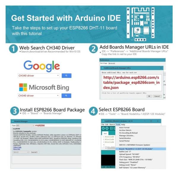 디바이스마트,오픈소스/코딩교육 > 파이썬/IoT 개발 보드 > ESP32,ideaspark,NodeMCU DHT11 온습도 ESP8266 개발보드 CH-340,NodeMCU 개발 보드 / DHT11 온습도 센서 / CH340 / ESP8266 / 아두이노, 마이크로파이썬 / 투명 플라스틱 케이스 제공