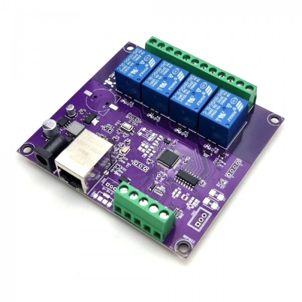 디바이스마트,MCU보드/전자키트 > 전원/신호/저장/응용 > 릴레이,한진데이타,TCP/UDP 네트웍(LAN) 제어 릴레이4/입력4 IO모듈(P0165-1),TCP/UDP 이더넷 통신, 릴레이 제어, 접점 입력 체크, 모듈, 1채널, 이더넷-시리얼,  통신 변환 포트