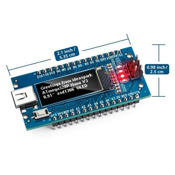 디바이스마트,오픈소스/코딩교육 > 아두이노 > 아두이노 호환보드,ideaspark,아두이노 나노 0.91인치 OLED 호환보드 파란색 CH340,아두이노 나노 V3.0 호환 0.91인치 OLED / ATmega328P / CH340 / 128x32 / SSD1306 / I2C / 파란색 / 상단 납땜 X(헤더 제공) / 투명 플라스틱 케이스 제공