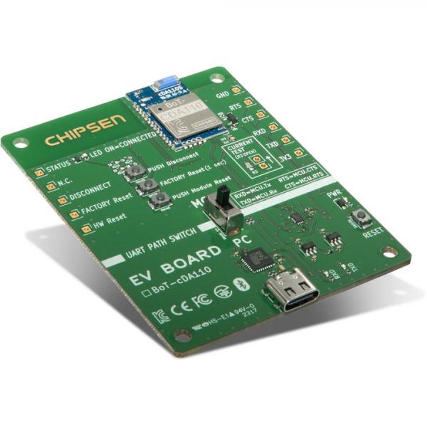 디바이스마트,MCU보드/전자키트 > 통신/네트워크 > 블루투스/BLE,(주)칩센,BoT-cDA110 테스트용 개발보드 EVB-cDA110,EVB-cDA110는 고객(개발자)가 제품을 설계하기 전에 먼저 블루투스 모듈(BoT-cDA110)의 기능을 테스트 할 수 있는 개발보드입니다.