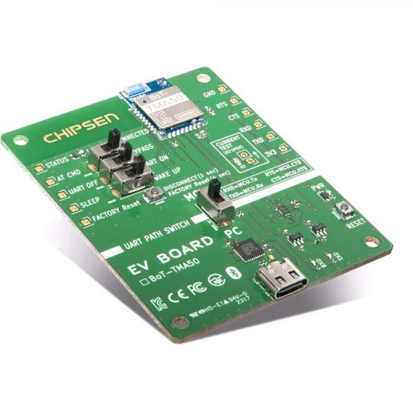 디바이스마트,MCU보드/전자키트 > 통신/네트워크 > 블루투스/BLE,(주)칩센,BoT-TMA50 테스트용 개발보드 EVB-TMA50,EVB-TMA50는 고객(개발자)가 제품을 설계하기 전에 먼저 블루투스 모듈(BoT-TMA50)의 기능을 테스트 할 수 있는 개발보드입니다.