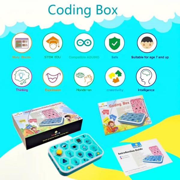 디바이스마트,오픈소스/코딩교육 > 아두이노 > 아두이노 교육용키트,KEYES,Kidsbits 다용도 코딩 박스 키트 [KD0001],6세 이상 어린이를 위해 특별히 제작된 프로그래밍 도구입니다. LED, 조명, 소리, 적외선, 온도, 버튼, 모터 등 가장 기본적인 장치가 통합되어 있습니다.